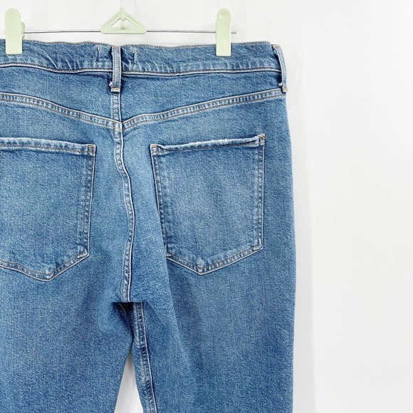 Agolde Riley Straight Crop Jeans Sz 32 Blue High Rise Button Fly Distressed - Picture 6 of 12